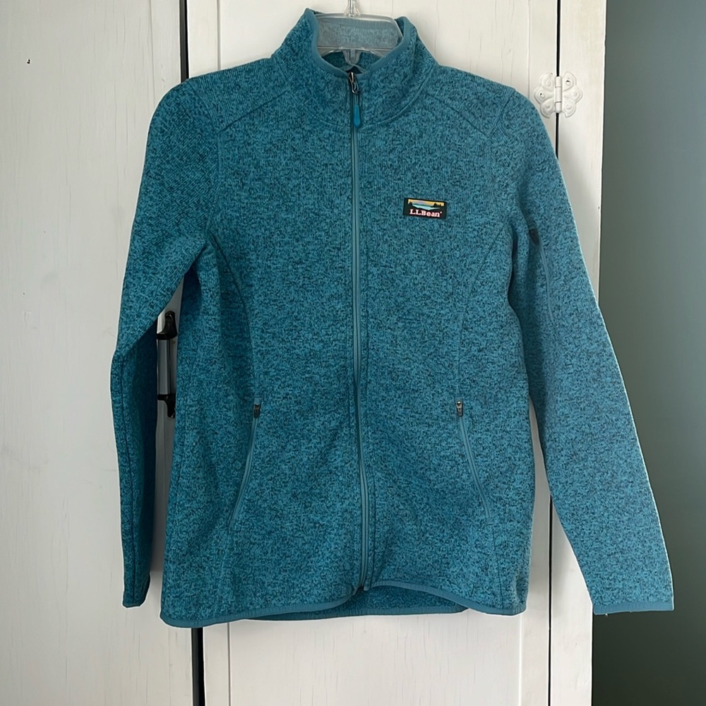 Women's L.L.Bean Sweater Fleece Full-Zip Jacket Turquoise Size Small